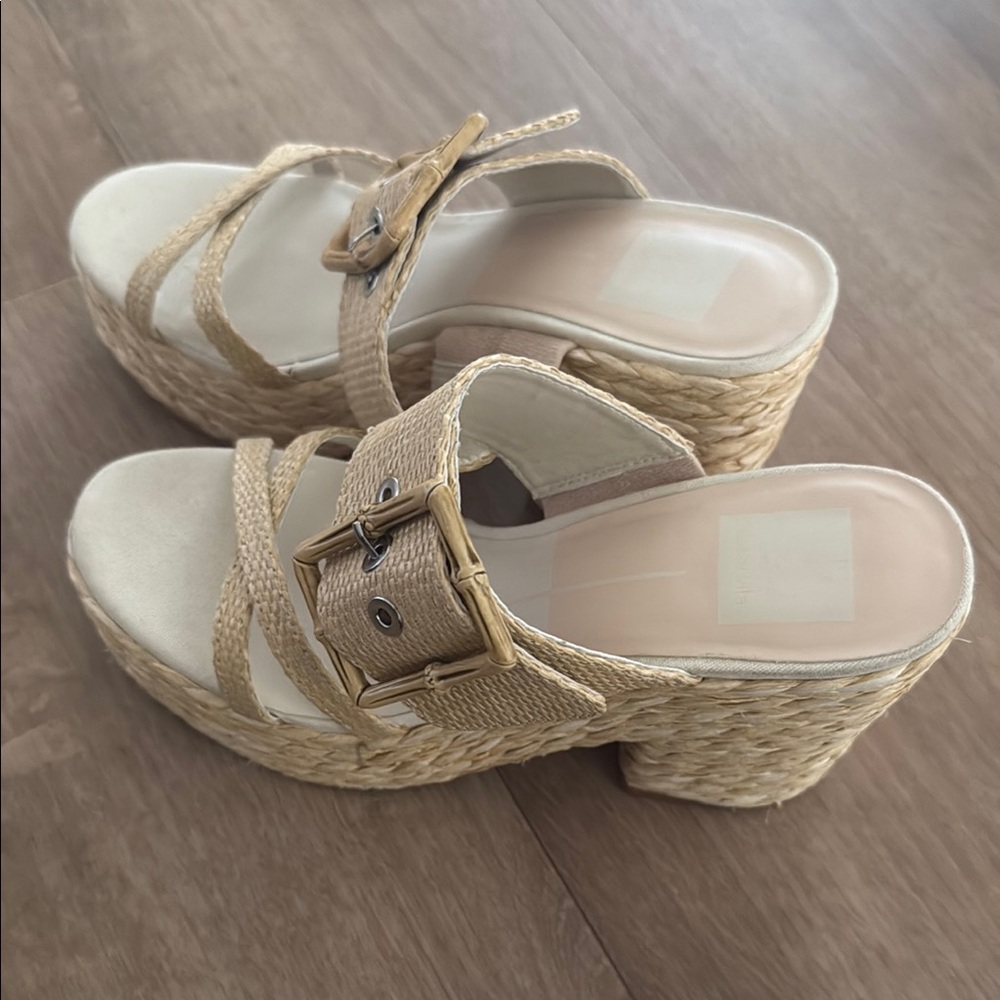 Women's Tan Woven Platform Sandals - dolce vita